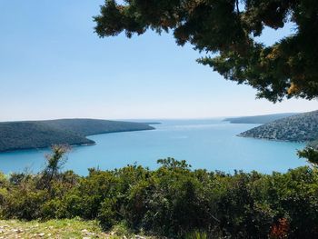 Scenic view of sea against clear sky