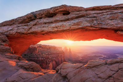 Low angle view of rock formations