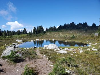 Scenic view of lake against sky
