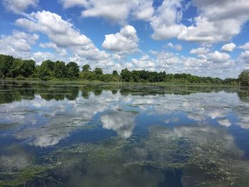 Scenic view of lake against sky