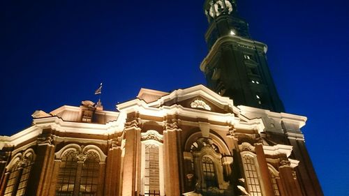 Low angle view of historic building against clear sky