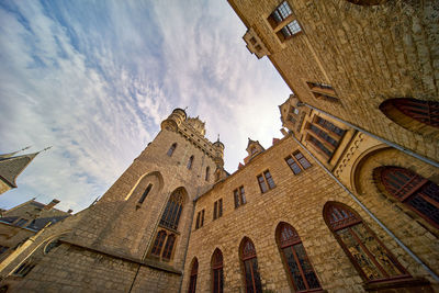 Abstract wide angle view of the inner walls of marieburg castle near hannover, germany