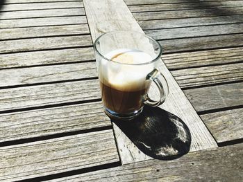 High angle view of coffee on table