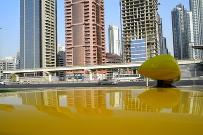 Reflection of cityscape in water