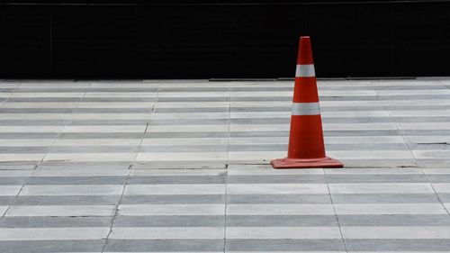 Red arrow symbol on road