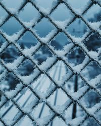 Full frame shot of fence during winter