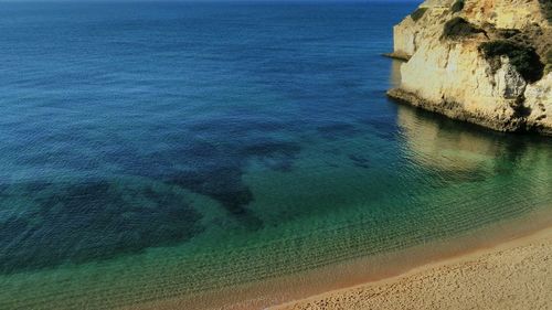 Scenic view of sea against blue sky