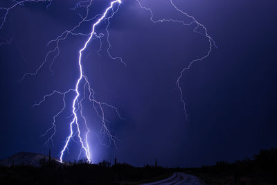 Lightning in sky at night