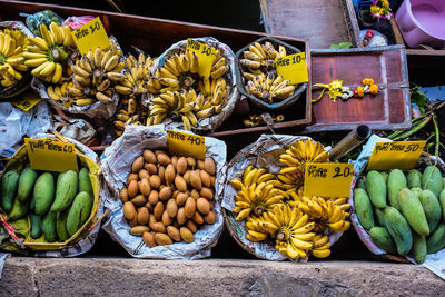 Various fruits for sale at market stall