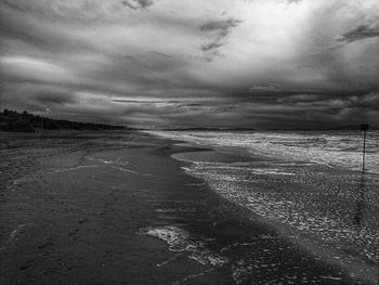 Scenic view of sea against cloudy sky