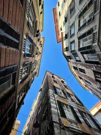 Low angle view of buildings against clear sky