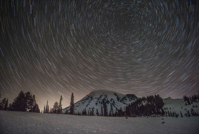 Scenic view of landscape against sky at night