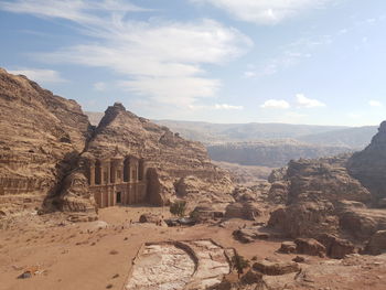 Scenic view of rock formation against sky