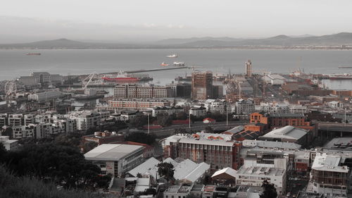 View of cityscape and sea