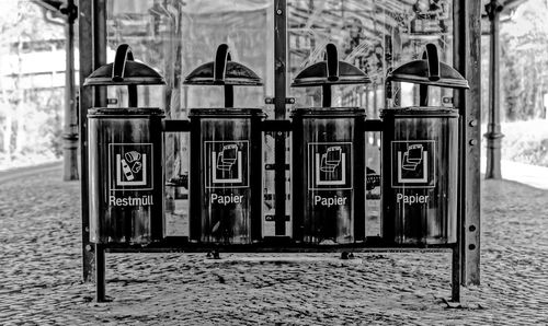 Dust bins on railroad station