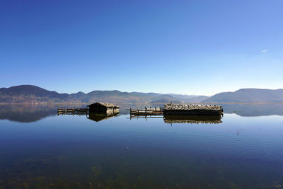 Scenic view of lake against clear sky