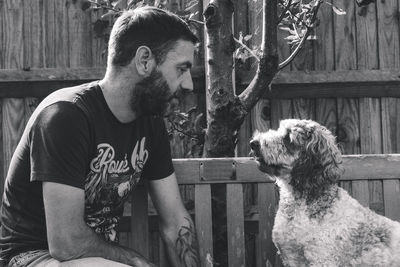 Young man with dog