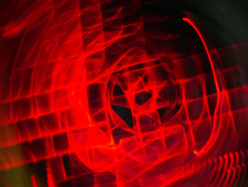 Defocused image of illuminated red light