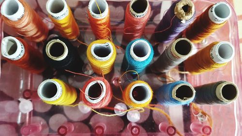 Full frame shot of multi colored bottles