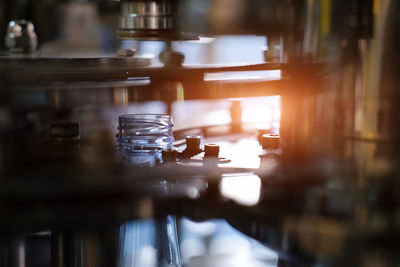 Close-up of glass jar on table in restaurant