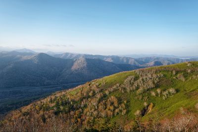 Scenic view of mountains against clear sky