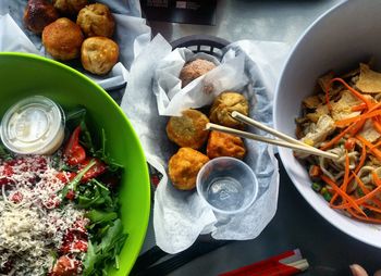 High angle view of breakfast in bowl