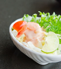 Close-up of ice cream in plate on table