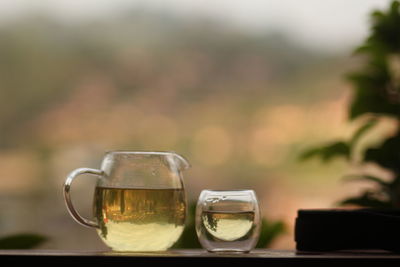 Close-up of tea served on table