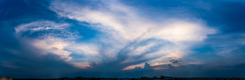 Low angle view of cloudy sky during sunset