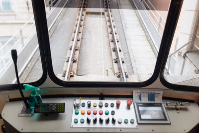 High angle view of cockpit of funicular