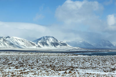 Impressive winter mountain landscape in iceland