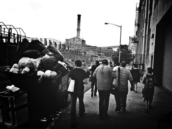 People in front of building