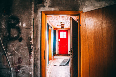 Closed door of building