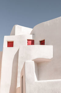Low angle view of building against clear sky in santorini, greece , cyclades