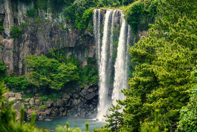 Scenic view of waterfall