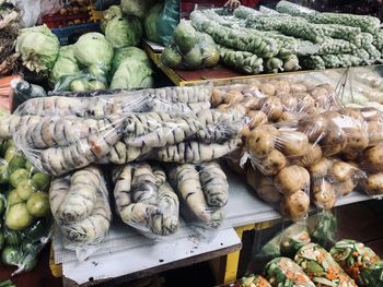 Vegetables for sale at market stall