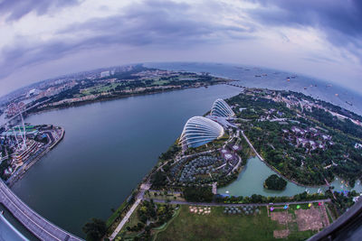 High angle view of cityscape against sky