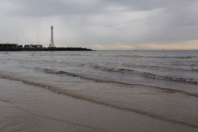 Scenic view of sea against cloudy sky