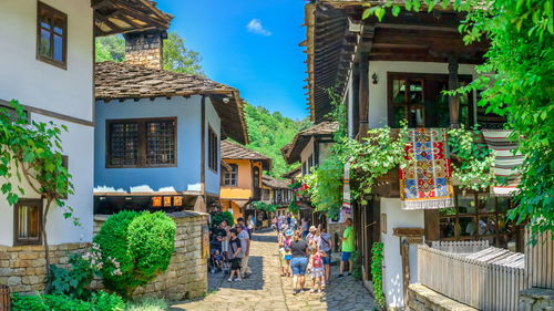 Craftsman street in the etar architectural ethnographic complex in bulgaria on a sunny summer day