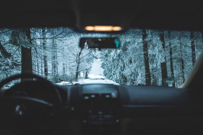 Close-up of car in snow