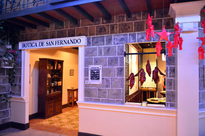 Illuminated entrance of building