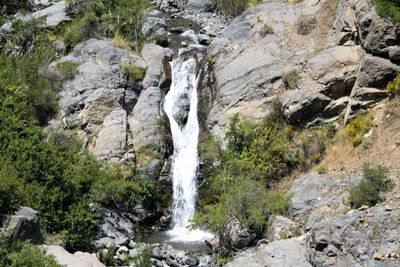 Scenic view of waterfall against sky