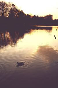 Scenic view of lake at sunset