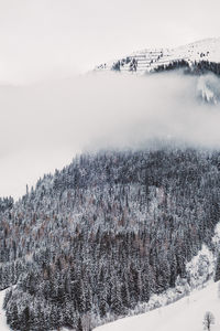 Snow covered landscape against sky