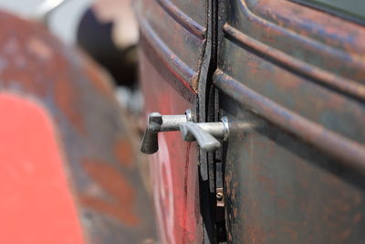 Close-up of rusty metal car door