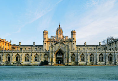 Facade of church against blue sky