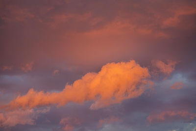 Low angle view of orange cloudy sky