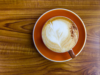 High angle view of coffee on table
