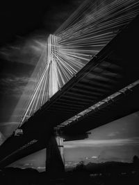 Low angle view of suspension bridge