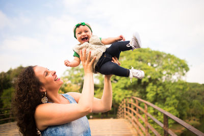 Happy mother and daughter